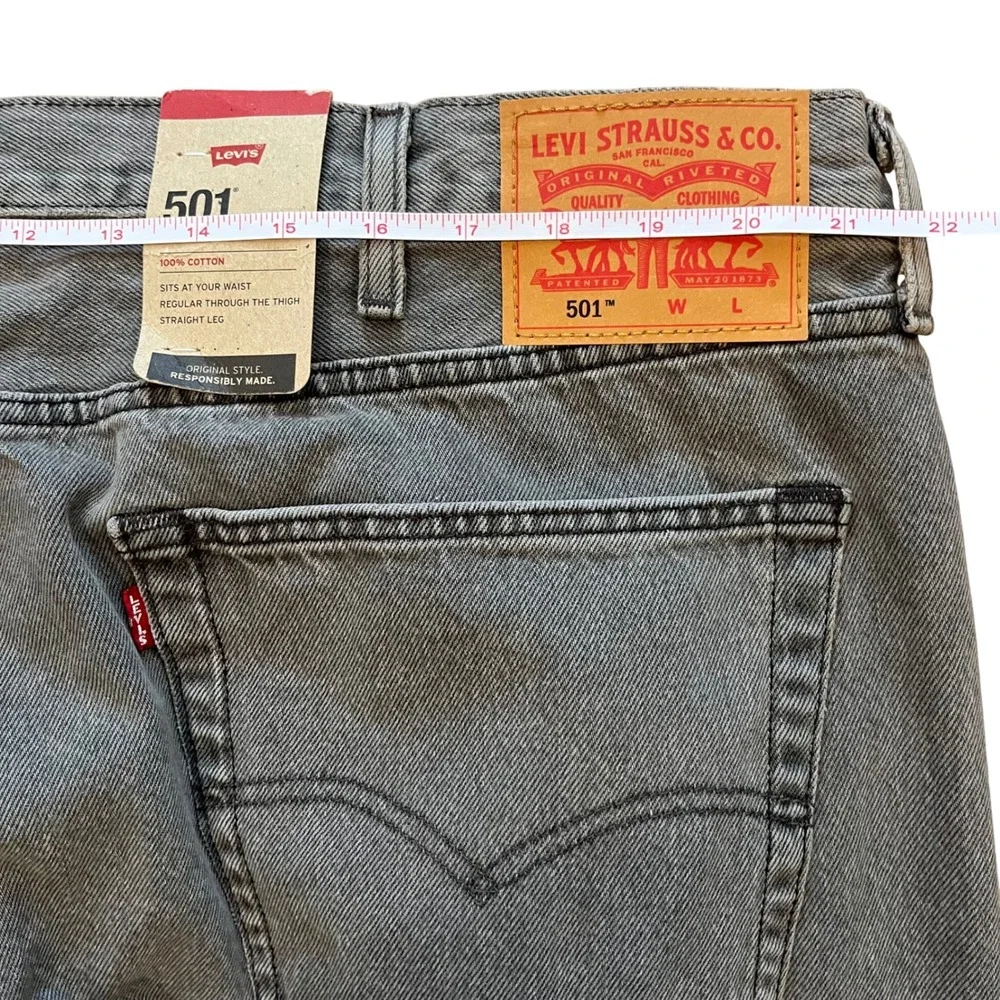 Levis 501‎ Original Mens Grey Straight Leg Button Fly Jeans W44 L34 Irregular